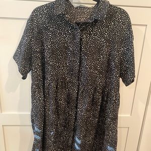 Black Dalmatian print smock dress